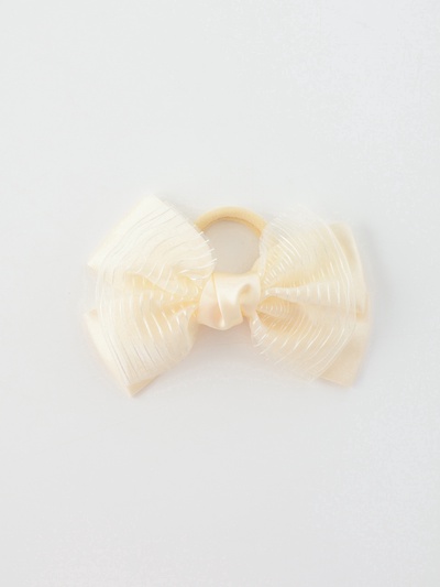 Бант для волос на резинке «Школьница», классика двойной полоски, 11×7 см, бежевый