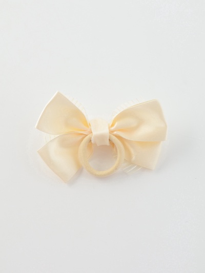 Бант для волос на резинке «Школьница», классика двойной полоски, 11×7 см, бежевый