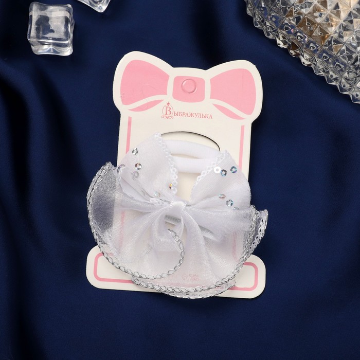 Набор для волос «Школьница», зажим 7 см, 2 резинки 3.5 см, пайетки бант, белый - Фото 1