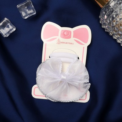 Набор для волос Выбражулька «Школьница», зажим 7 см, 2 резинки 3.5 см, полоски бант, белый