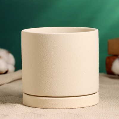 Горшок для цветов «Мина», 700 мл, d=11 см, h=10 см, керамика, с поддоном, белый