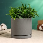 Горшок для цветов «Мина», 700 мл, 11×11×10 см, керамический, с поддоном, серый - Фото 2