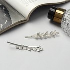 Невидимки для волос «Аннабелль», набор 2 шт., лепесток белый, 6.5 см, серебро - Фото 2