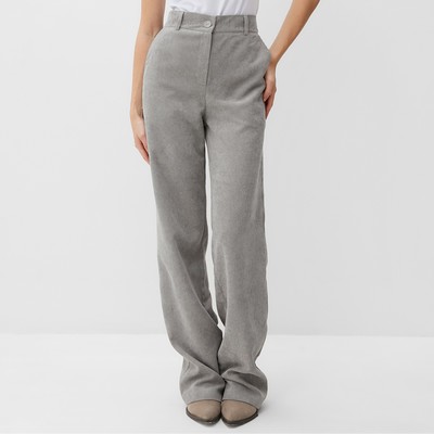 Брюки вельветовые женские MINAKU: Velvet Collection, серые, размер 46