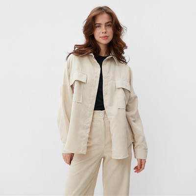 Рубашка женская MINAKU: Velvet collection, размер 48, молочная