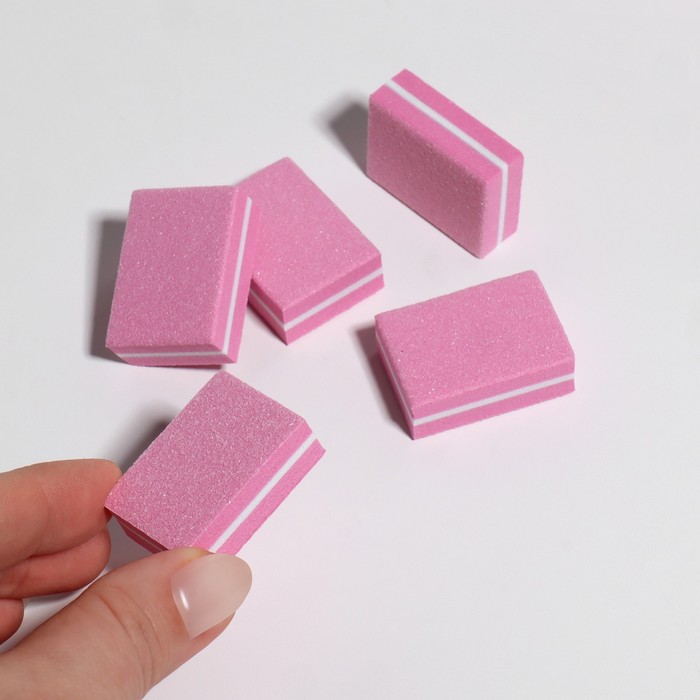Баф наждачный для ногтей, набор 50 шт, двухсторонний, 3,5 × 2,5 см, цвет розовый - фото 1887388007