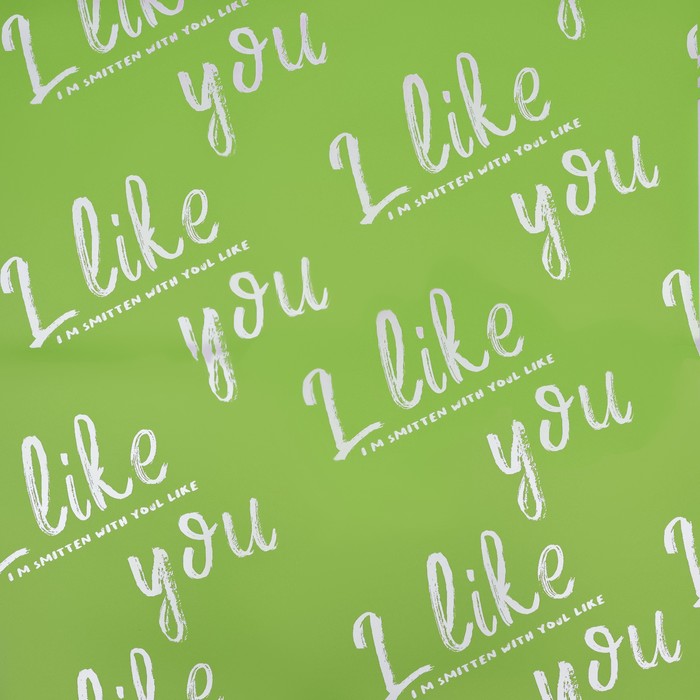 Пленка для цветов матовая, "Ты мне нравишься", 57х57см, зелёная мята, 65 мкм