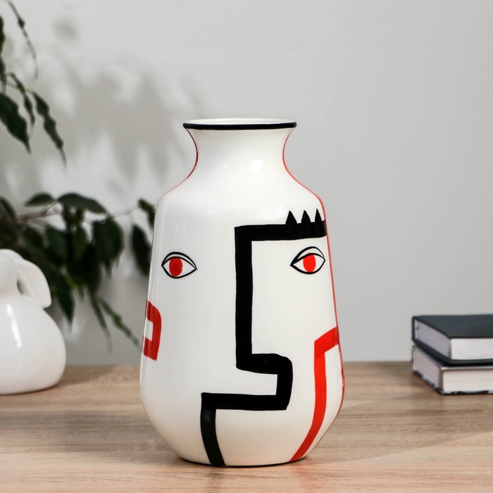 Ваза для цветов «Пикассо», ручная роспись, лицо, h=24 см, d=7.5 см, керамика