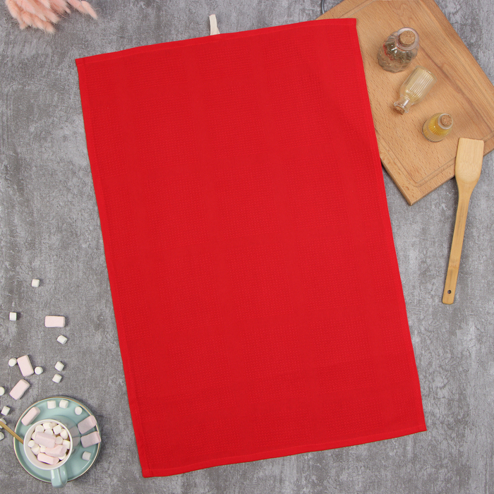 Полотенце Этель, цв. красный, 50х70 см, 100% хл - Фото 1