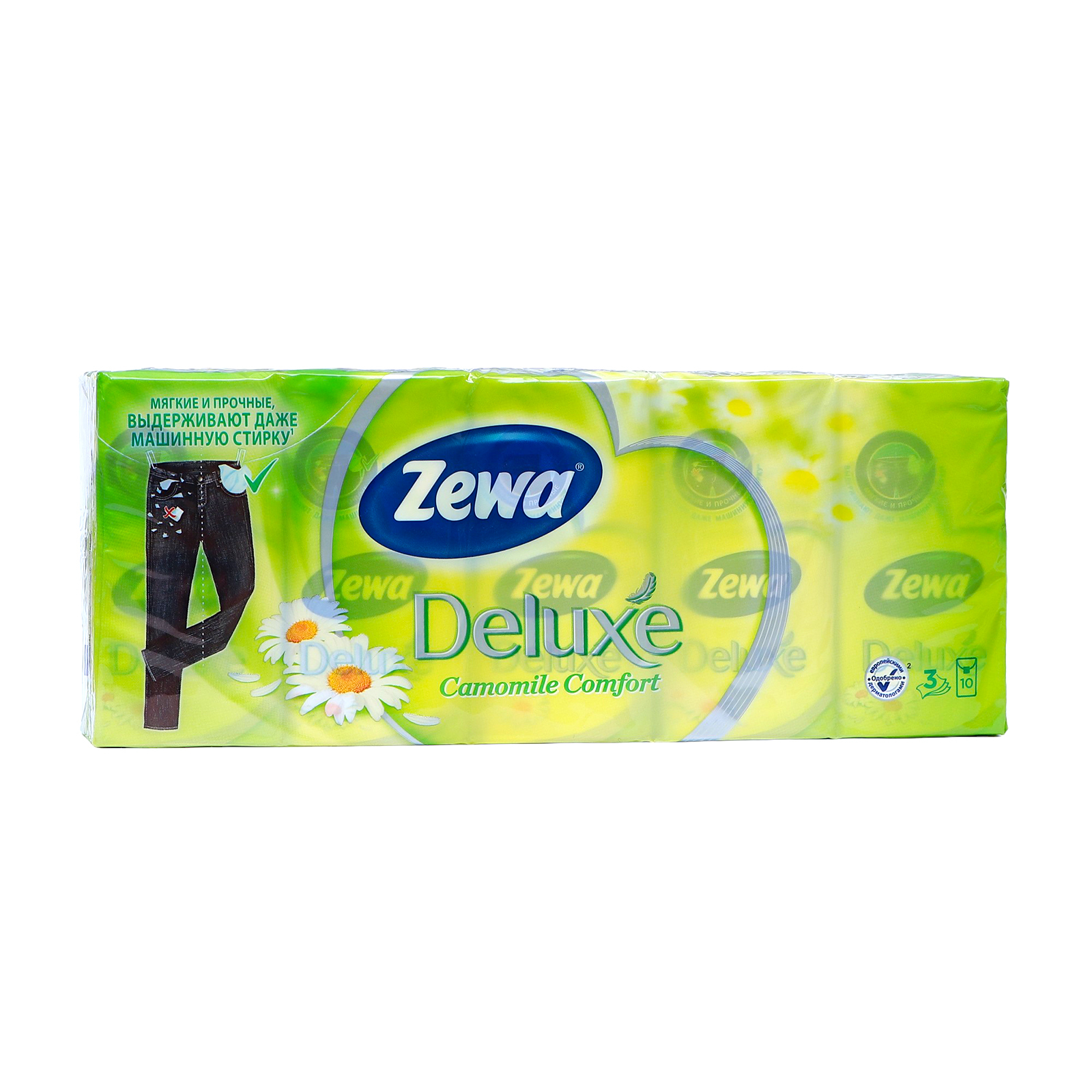 Платочки бумажные Zewa Deluxe Ромашка, 3 слоя, 10 шт. (10137089 ...