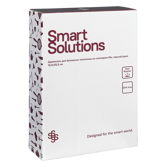Держатель для бумажных полотенец Smart Solutions Mio, 19.5х37 см, цвет чёрный/хром - фото 1907980974