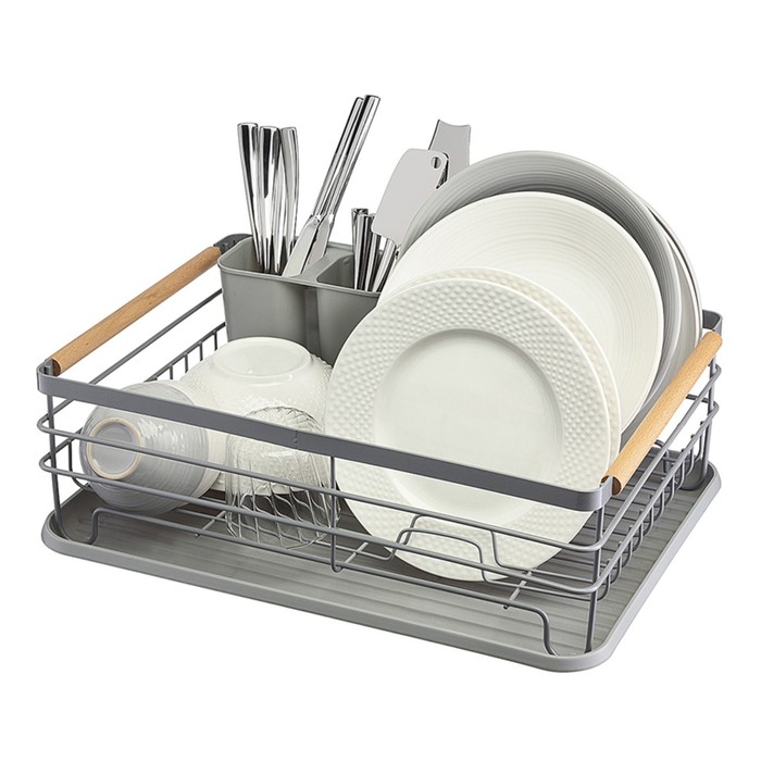Сушилка для посуды Smart Solutions Granli, 43x30.5x14 см, цвет серый - фото 1907983136
