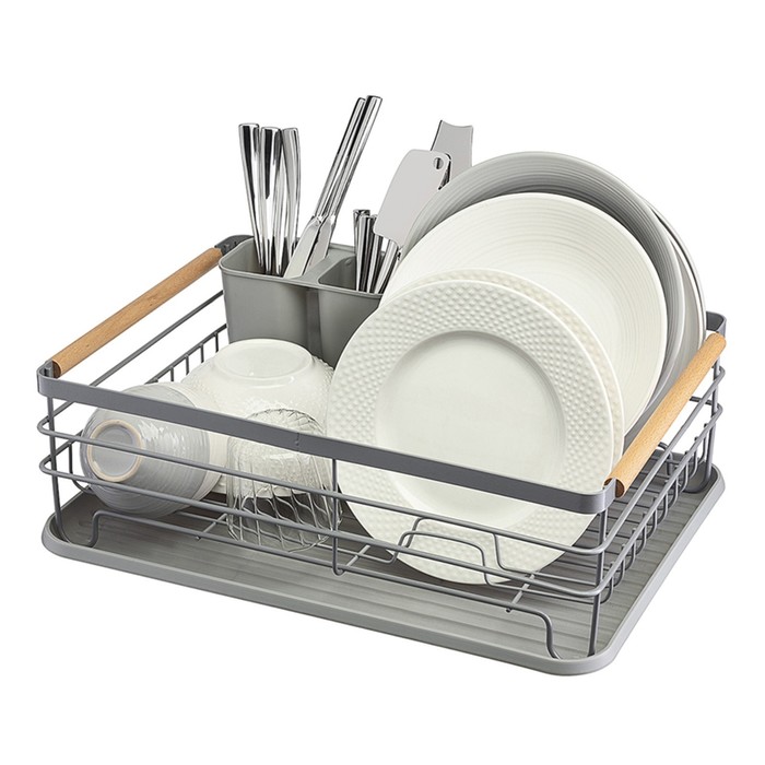 

Сушилка для посуды Smart Solutions Granli, 43x30.5x14 см, цвет серый