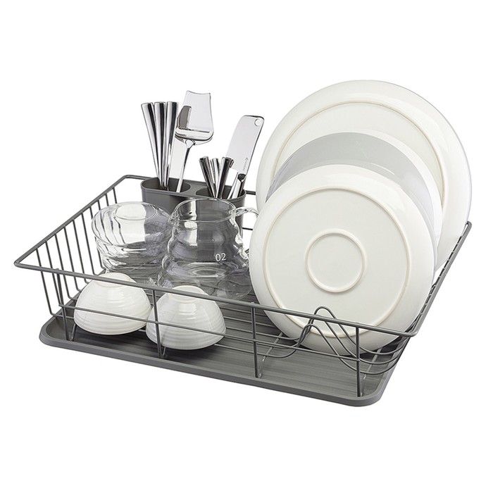 Сушилка для посуды Smart Solutions Hoem, 48х30х10 см, цвет серый - фото 1907983148
