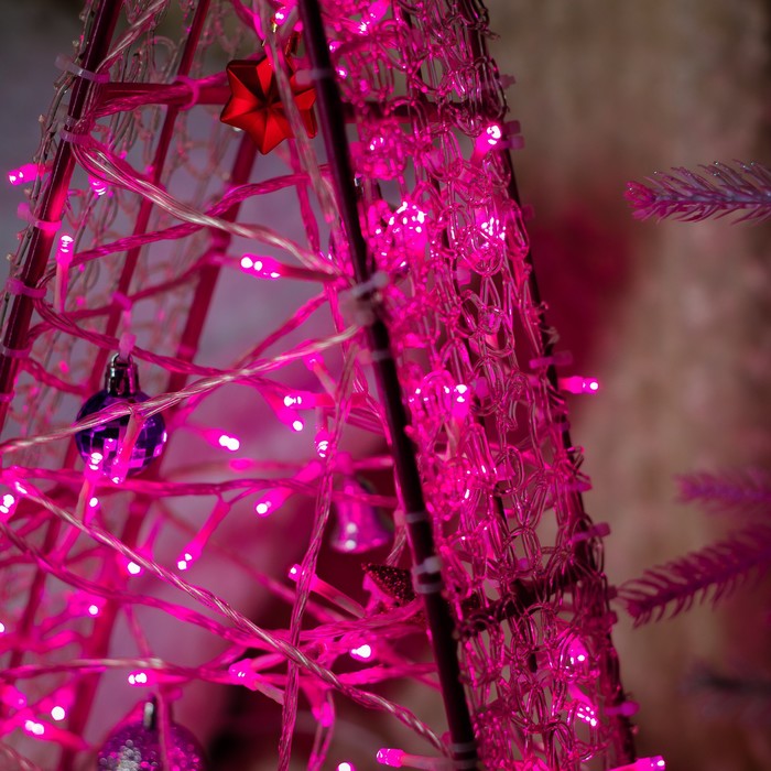 Светодиодная фигура «Ёлка розовая», 28 × 50 × 13 см, 10 Вт, 220 В - фото 1906537049
