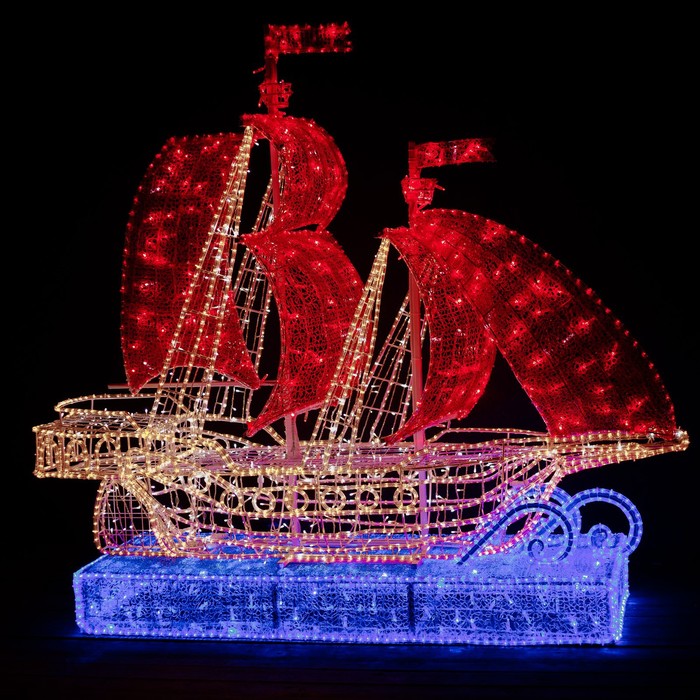 Светодиодная фигура «Корабль с алыми парусами», 160 × 180 × 55 см, 150 Вт, 220 В - Фото 1