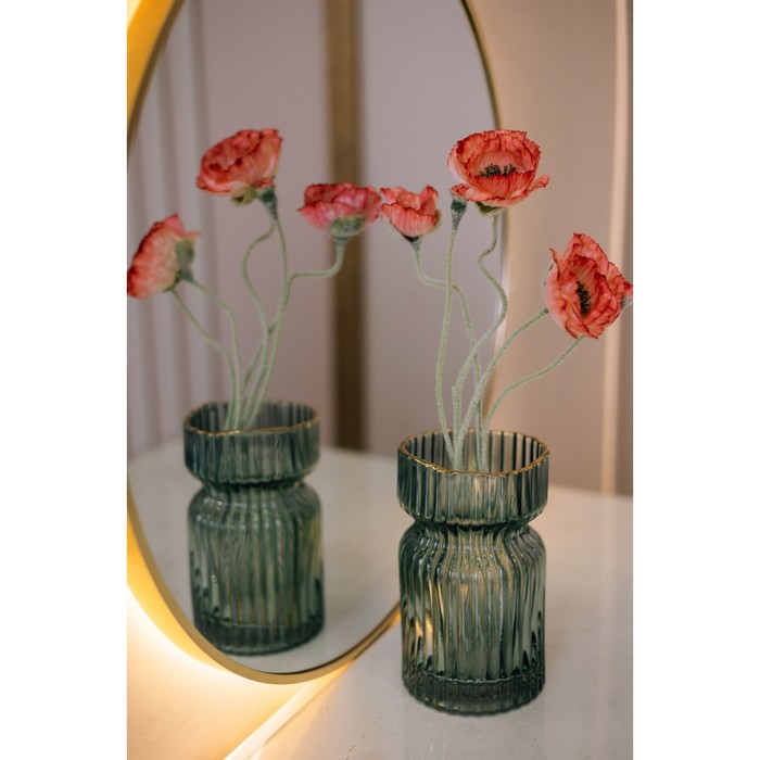 Декоративная ваза из рельефного стекла, 120×120×190 мм, цвет зелёный - Фото 1