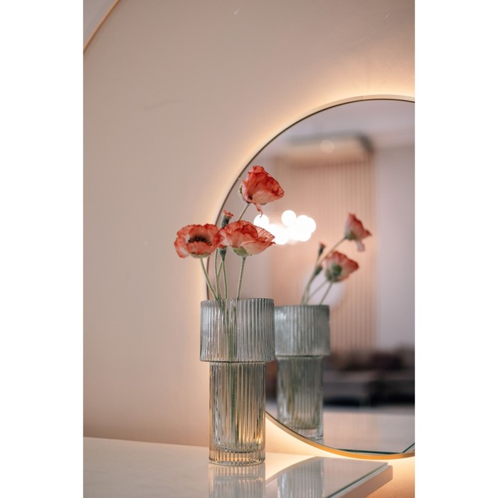 Декоративная ваза из рельефного стекла, 115×115×245 мм, цвет серый - Фото 1