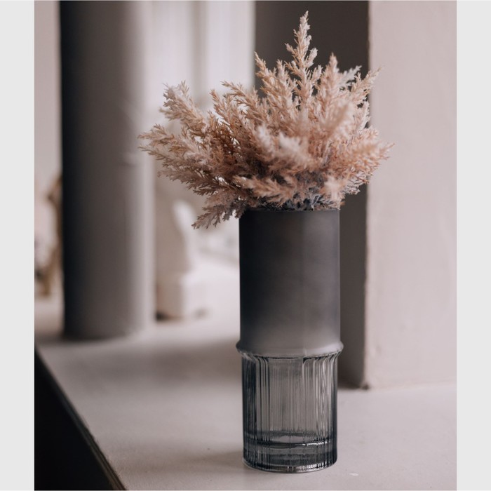 Декоративная ваза из комбинированного стекла, 111×111×255 мм, цвет серый