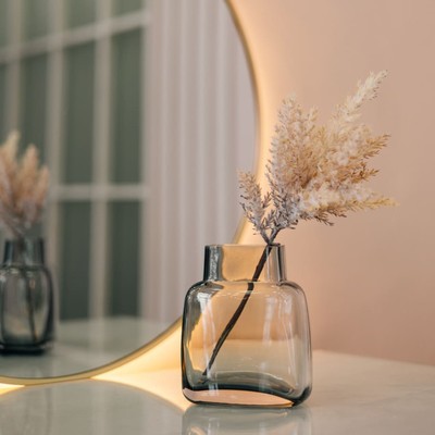 Декоративная ваза из стекла, 127×80×147 мм, цвет серый