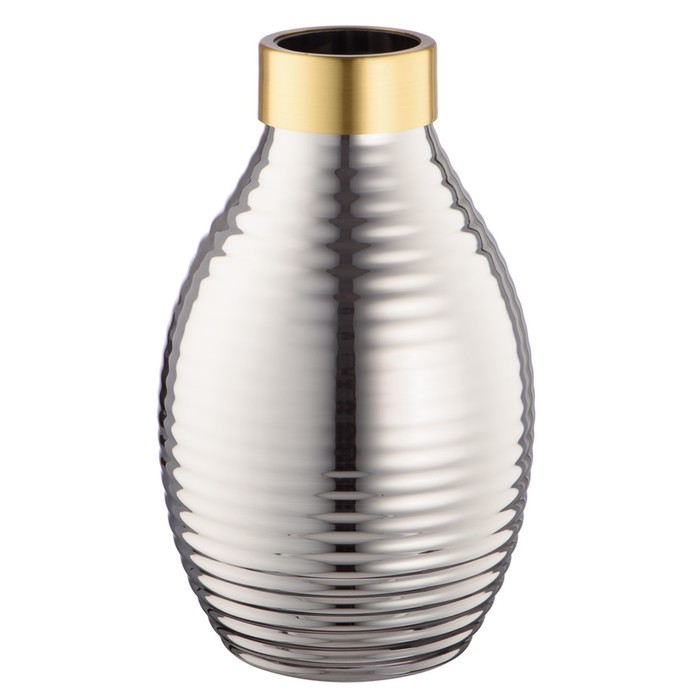 Декоративная ваза из цветного стекла с золотым напылением, 160×160×240 мм, цвет серый - Фото 1