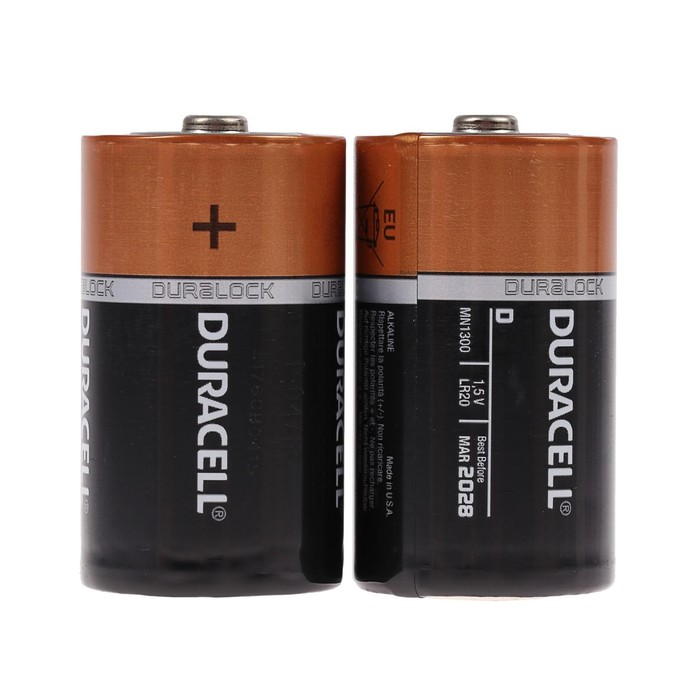 УЦЕНКА Батарейка алкалиновая Duracell Basic, D, LR20-2BL, 1.5В, блистер, 2 шт. - Фото 1