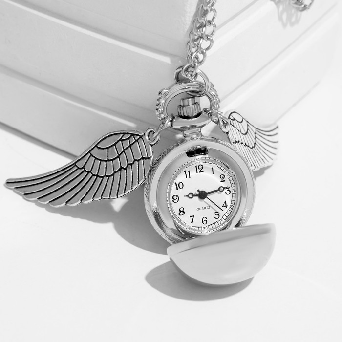 Часы карманные "Снитч", кварцевые, d циферблата-2.7 см, серебро