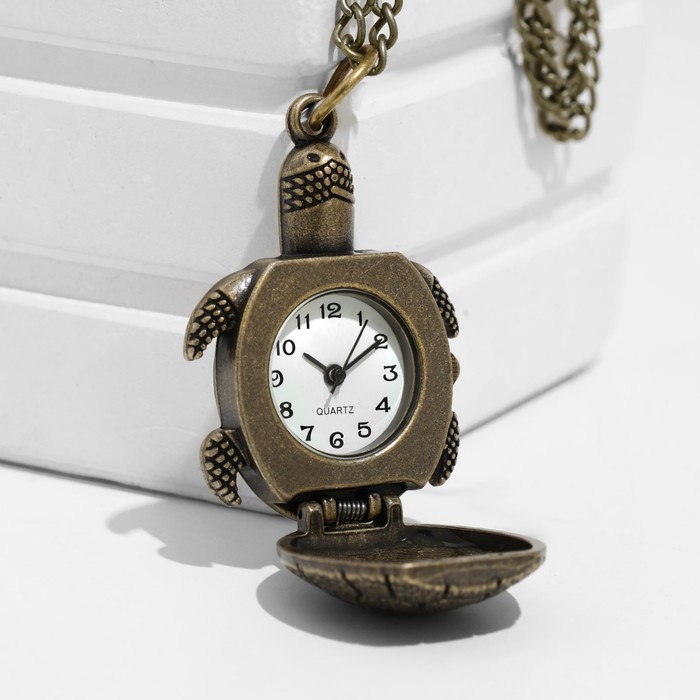 Часы карманные "Черепаха", кварцевые, d циферблата-1.3 см