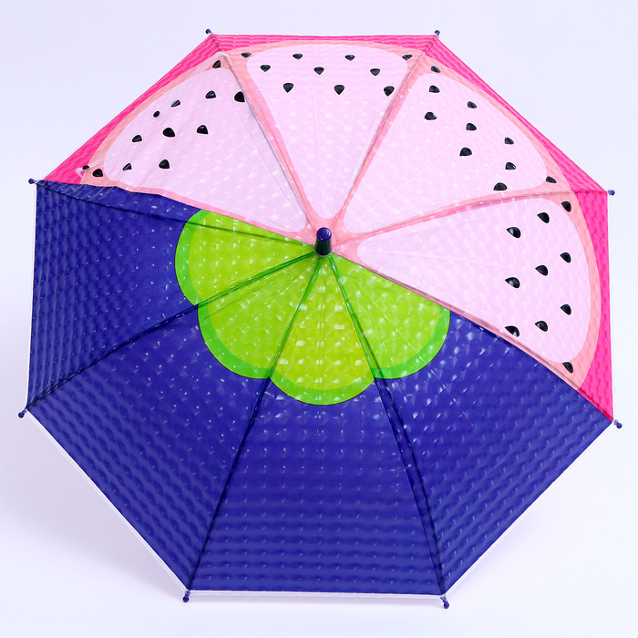 Детский зонт п/авт «Фруктовый принт» d = 84 см, R = 42 см, 8 спиц, 68 × 10 × 8 см - фото 1906537701