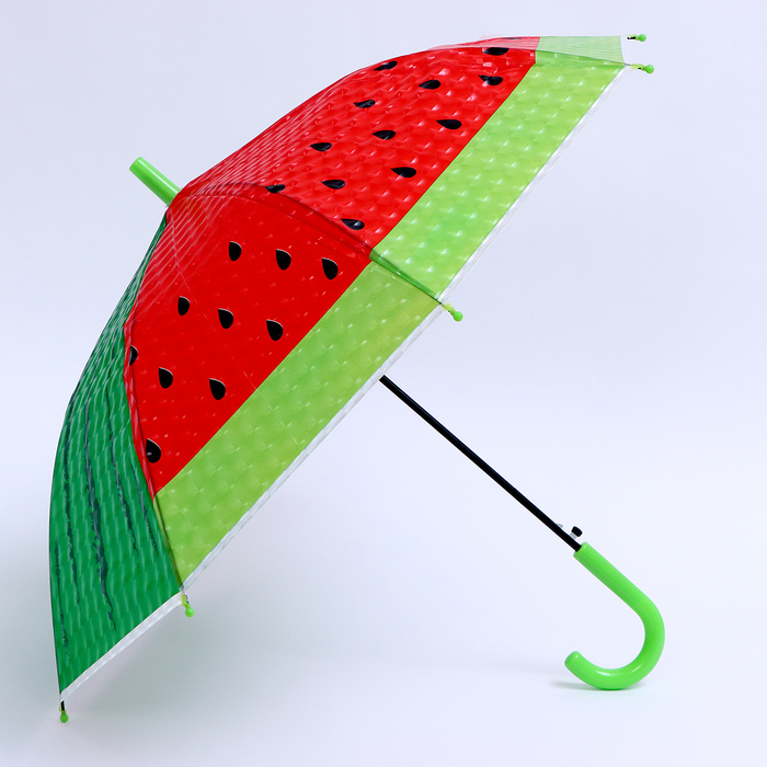 Детский зонт п/авт «Ягодный принт Арбуз» d = 84 см, R = 42 см, 8 спиц, 68 × 10 × 8 см - фото 1906537715