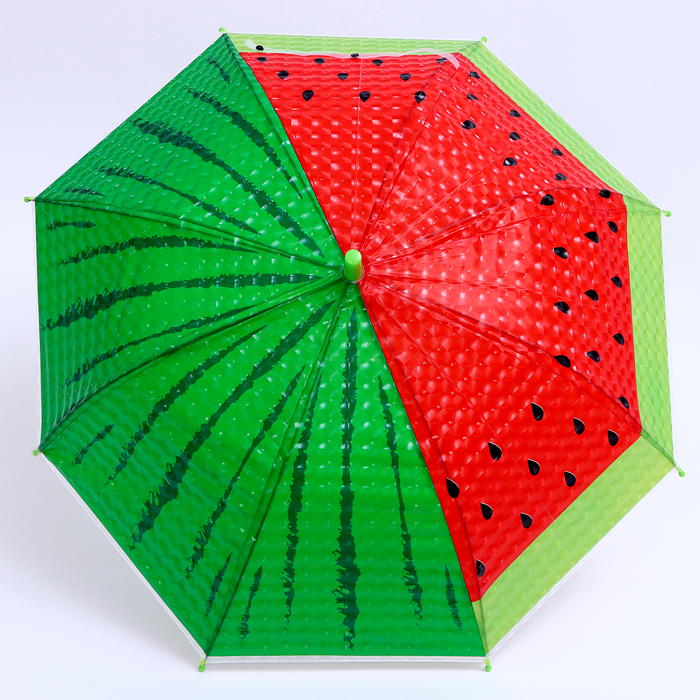 Детский зонт п/авт «Ягодный принт Арбуз» d = 84 см, R = 42 см, 8 спиц, 68 × 10 × 8 см - фото 1906537713
