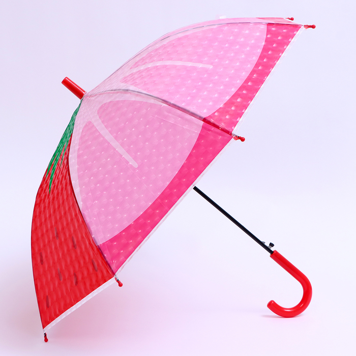 Детский зонт п/авт «Ягодный принт Клубника» d = 84 см, R = 42 см, 8 спиц, 68 × 10 × 8 см - фото 1906537721