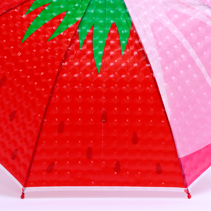 Детский зонт п/авт «Ягодный принт Клубника» d = 84 см, R = 42 см, 8 спиц, 68 × 10 × 8 см - фото 1906537720