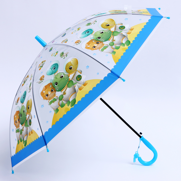 Детский зонт п/авт со свистком «Дракоши в космосе» d = 84см, 8 спиц, 65 × 7 × 6 см - Фото 1