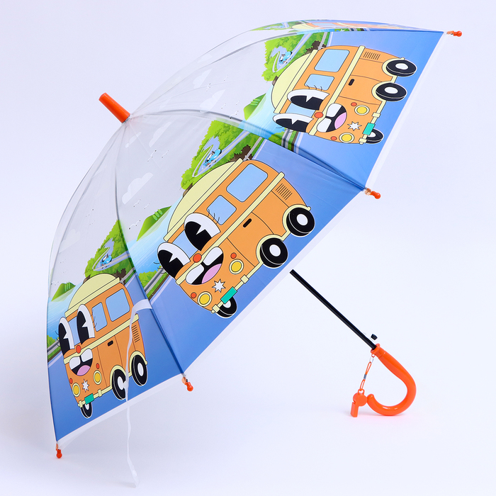 Детский зонт п/авт со свистком «Автобус» d = 84 см, 8 спиц, 65 × 7 × 6 см - фото 1906537739