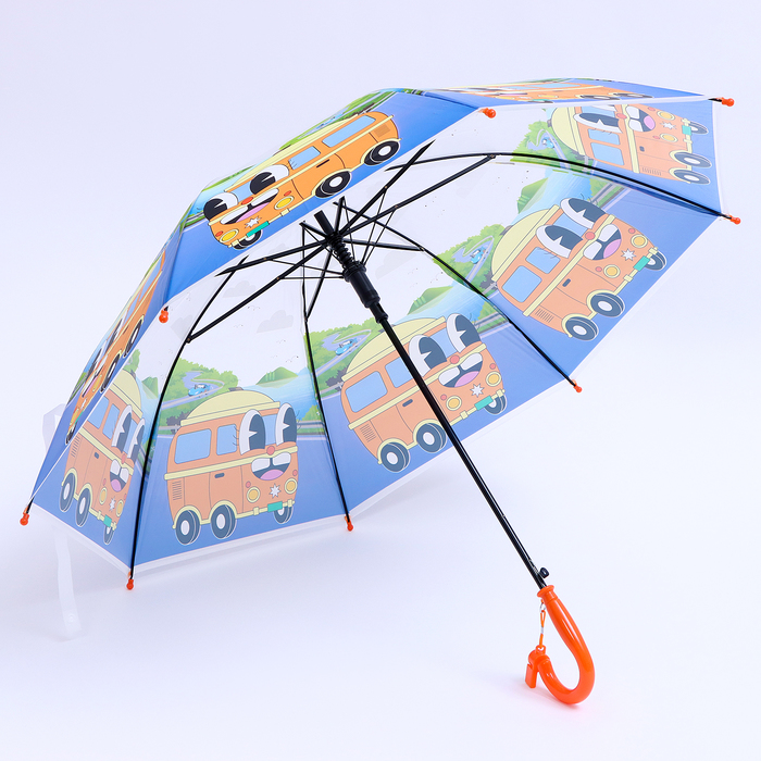 Детский зонт п/авт со свистком «Автобус» d = 84 см, 8 спиц, 65 × 7 × 6 см - фото 1906537740