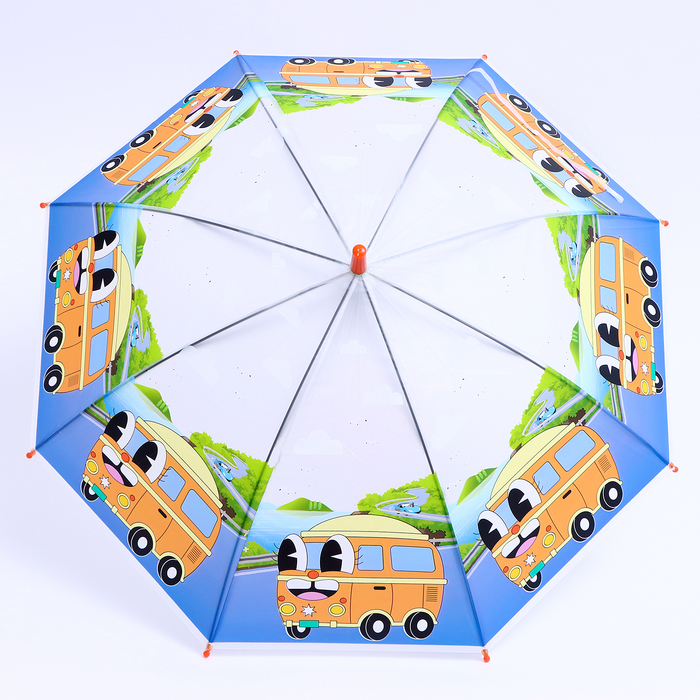 Детский зонт п/авт со свистком «Автобус» d = 84 см, 8 спиц, 65 × 7 × 6 см - фото 1906537741