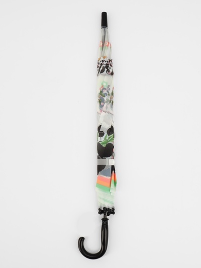 Зонт - трость детский «Панда с малышом», полуавтоматический, 8 спиц, R=42/47 см, d=84 см, белый