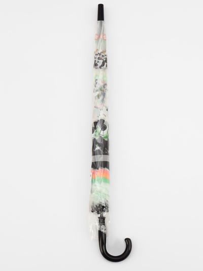 Зонт - трость детский «Панда с малышом», полуавтоматический, 8 спиц, R=42/47 см, d=84 см, белый