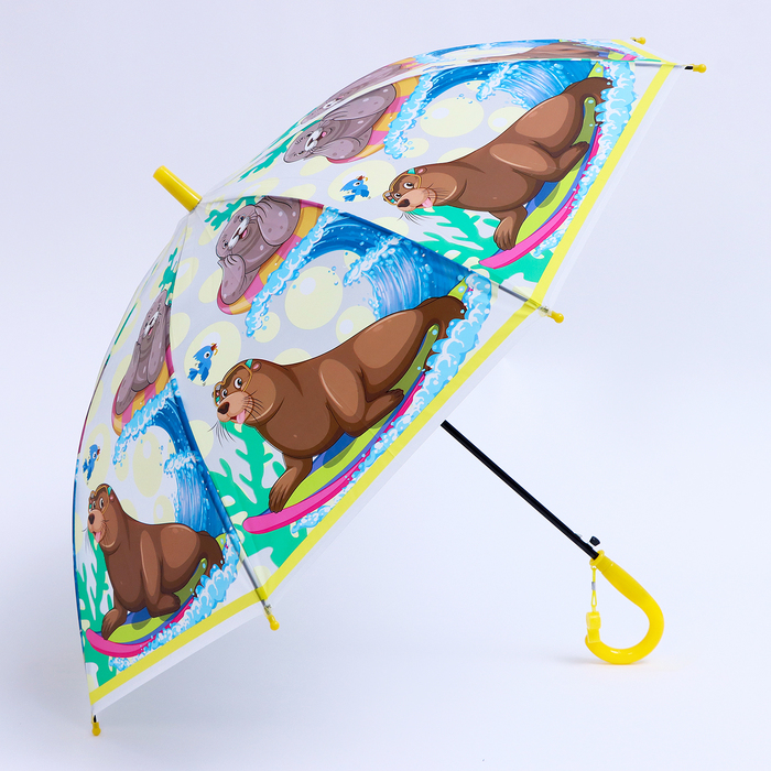 Детский зонт п/авт со свистком «Тюлень на отдыхе» d = 84 см, 8 спиц, 65 × 7 × 6 см - фото 1906537753