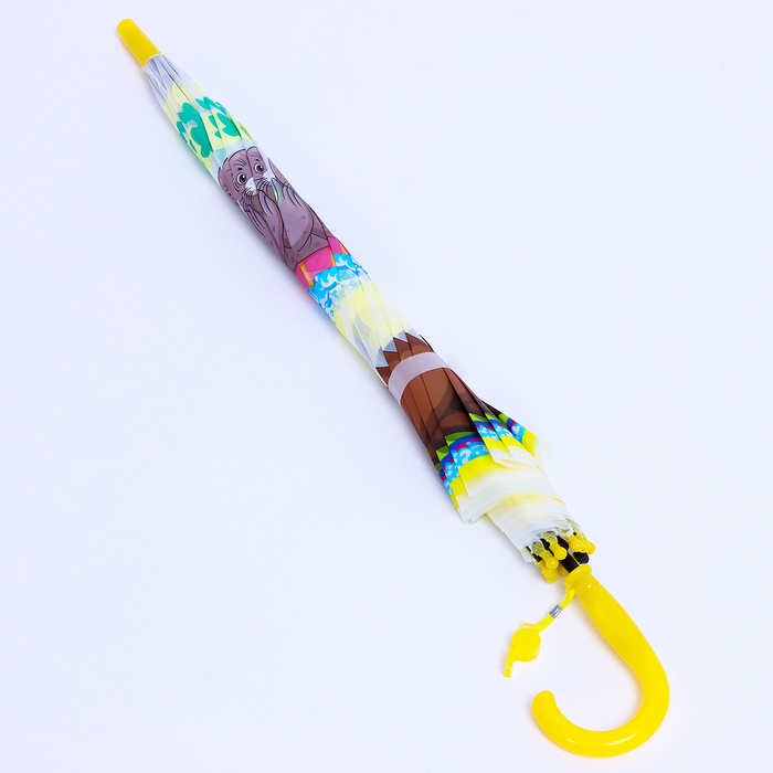 Детский зонт п/авт со свистком «Тюлень на отдыхе» d = 84 см, 8 спиц, 65 × 7 × 6 см - фото 1906537759