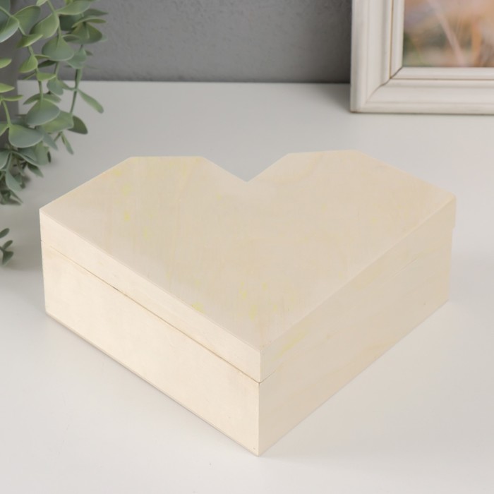 Шкатулка для росписи дерево «Сердце с гранями», основа для творчества, крышка на магнитах, 24×18×8 см - Фото 1