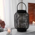 Подсвечник металл, PVC "Фонарик. Плетёнка" чёрный 30х22х22 см - фото 23524486