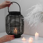 Подсвечник металл, PVC "Фонарик. Плетёнка" чёрный 30х22х22 см - фото 23524489
