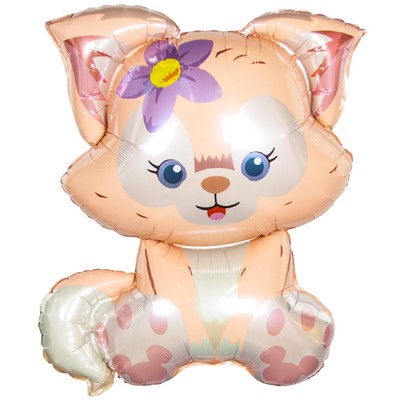 Воздушный шар фольгированный 13" «Лисёнок с цветком», фигура, для палочки