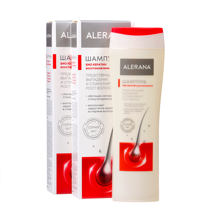 Шампунь для волос Алерана био кератин, восстанавливающий, 2 флакона по 250 мл - Фото 1
