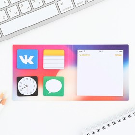 Стикеры в открытке 4 шт., по 20 л., отрывной блок 30 л. «Уведомление»