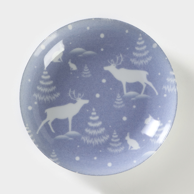 Тарелка глубокая новогодняя Добрушский завод «Зимний лес», 700 мл, фарфор, синяя