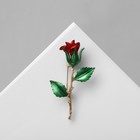 Брошь "Роза", цвет красно-зелёный в золоте - фото 11837812