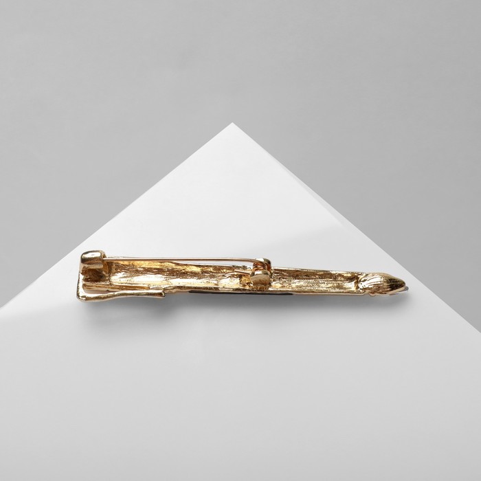 Брошь «Ручка» перо, цветная в золоте - фото 1890353938